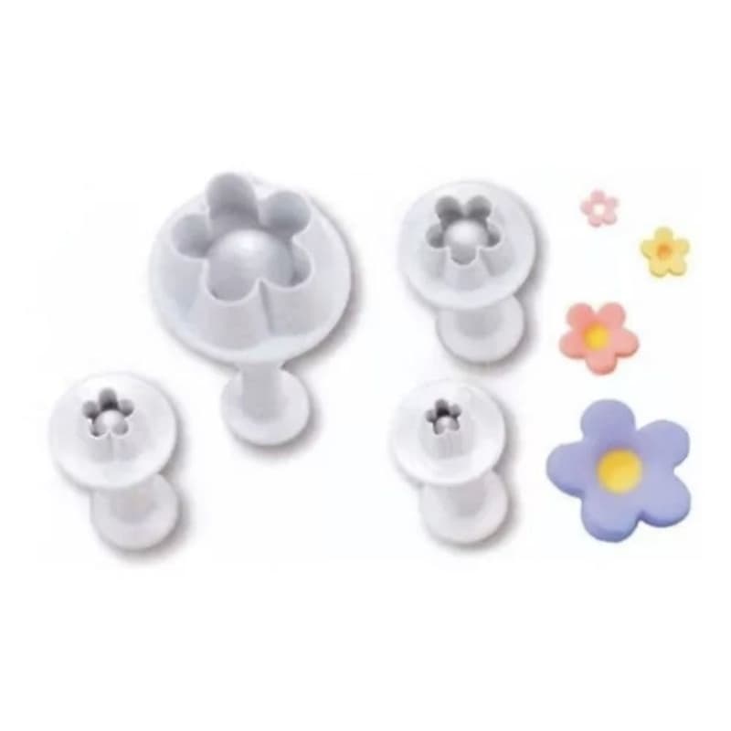 Kit 4 Cortador Ejetor Flores Myosotis Para Pasta Americana