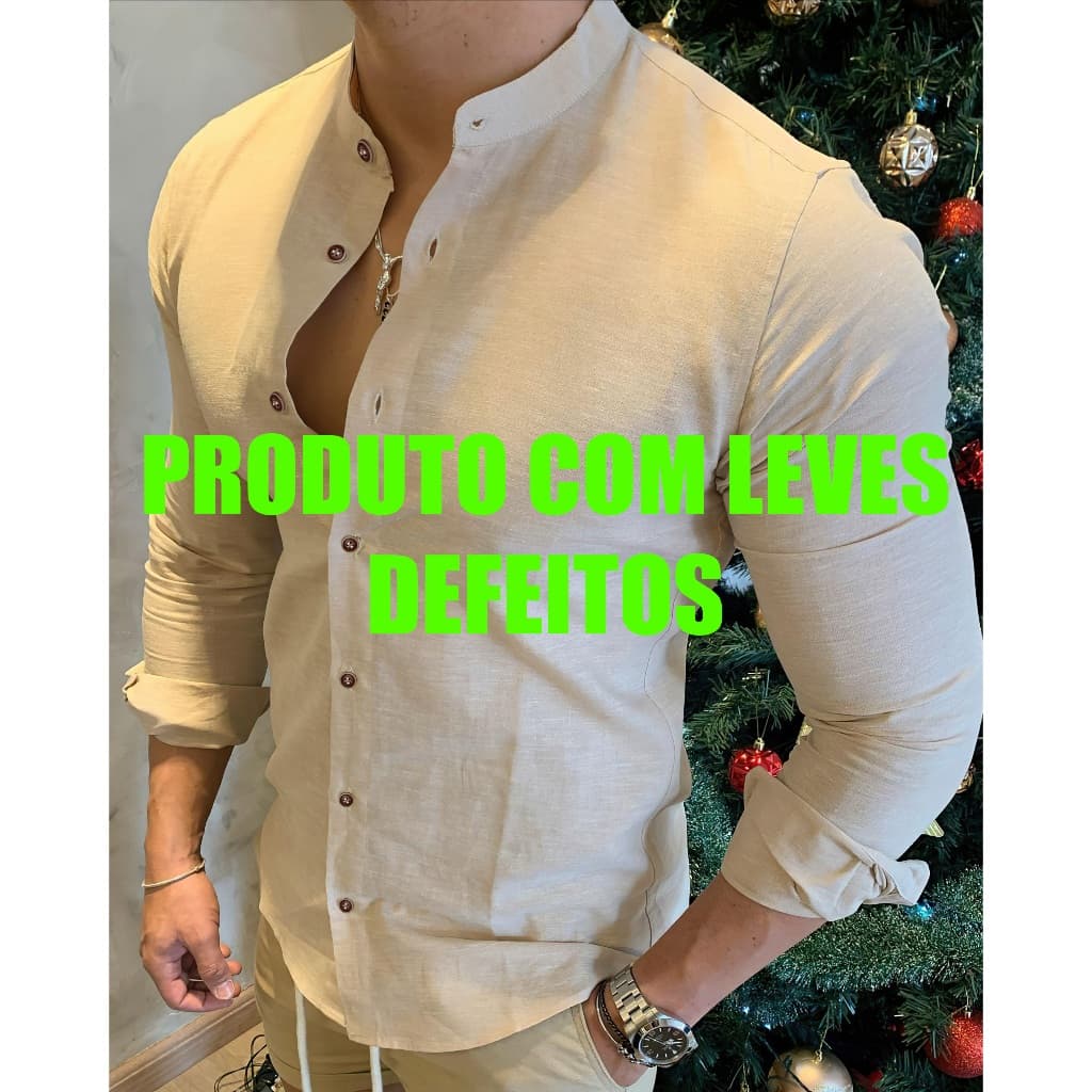 Camisa Social Masculina Gola Padre LEVES DEFEITOS