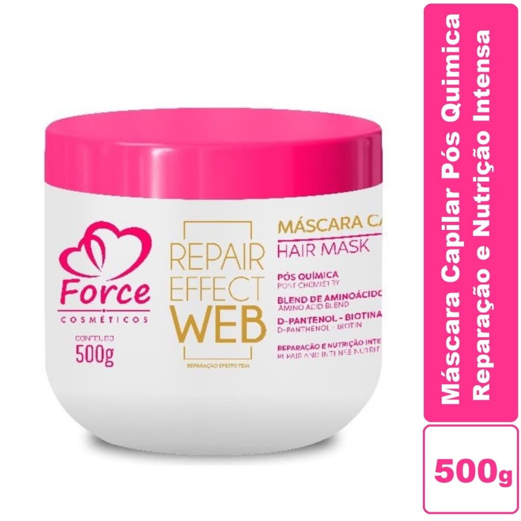 Máscara Capilar Reparação Pós quimica - Repair Effect Web Force Cosmeticos 500g