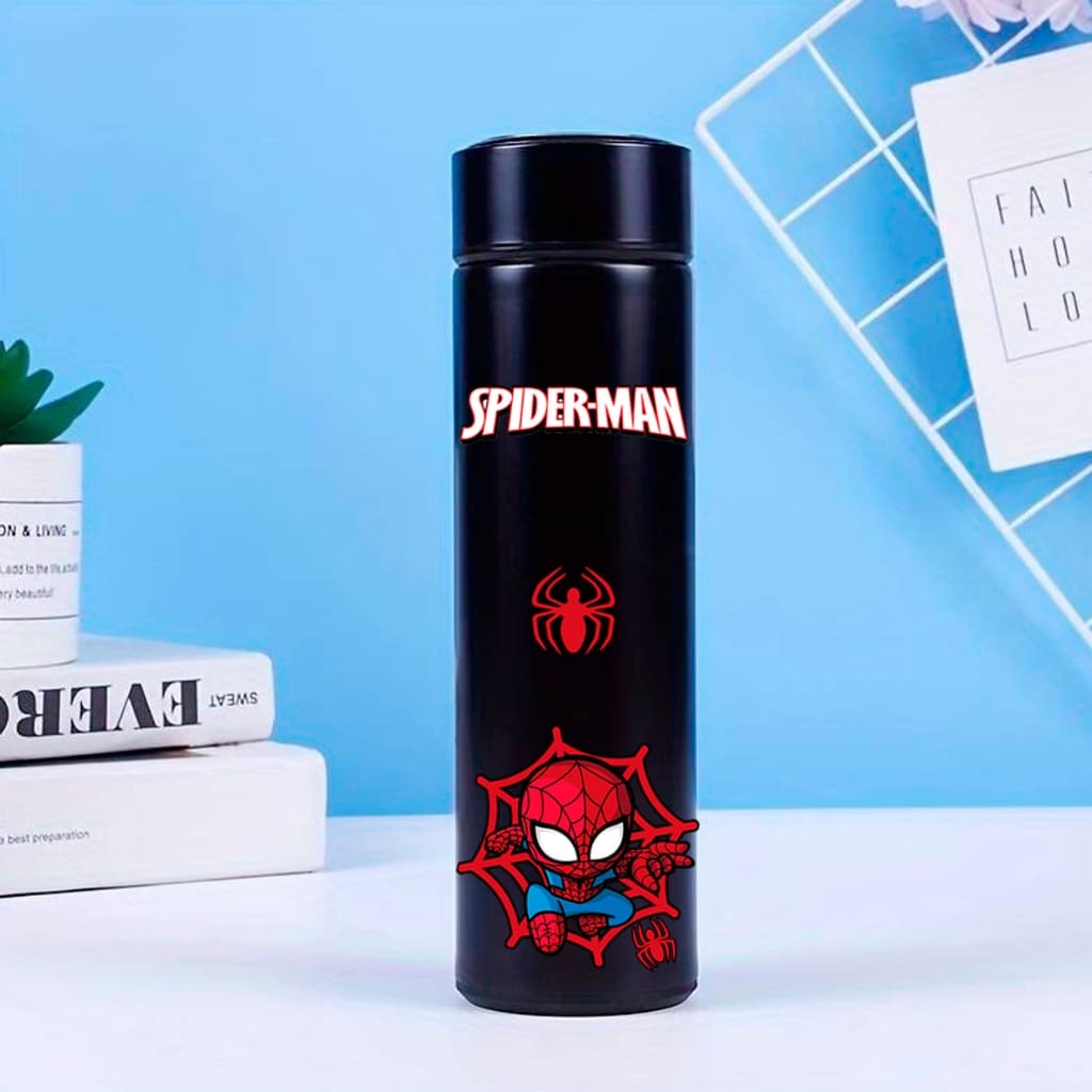 Garrafa térmica Homem aranha/ Spider man tampa de Led com sensor temperatura