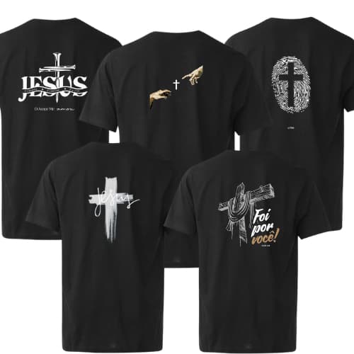 KIT 5 Camisetas JESUS Evangelica Igreja 100% Algodão Premium