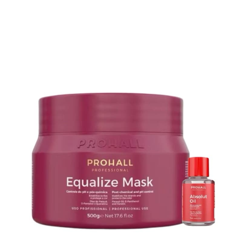 Máscara Capilar Neutralizadora de PH - Prohall Equalize Antiemborrachamento Máscara 500g + Óleo de Argan 7 ml (brinde)
