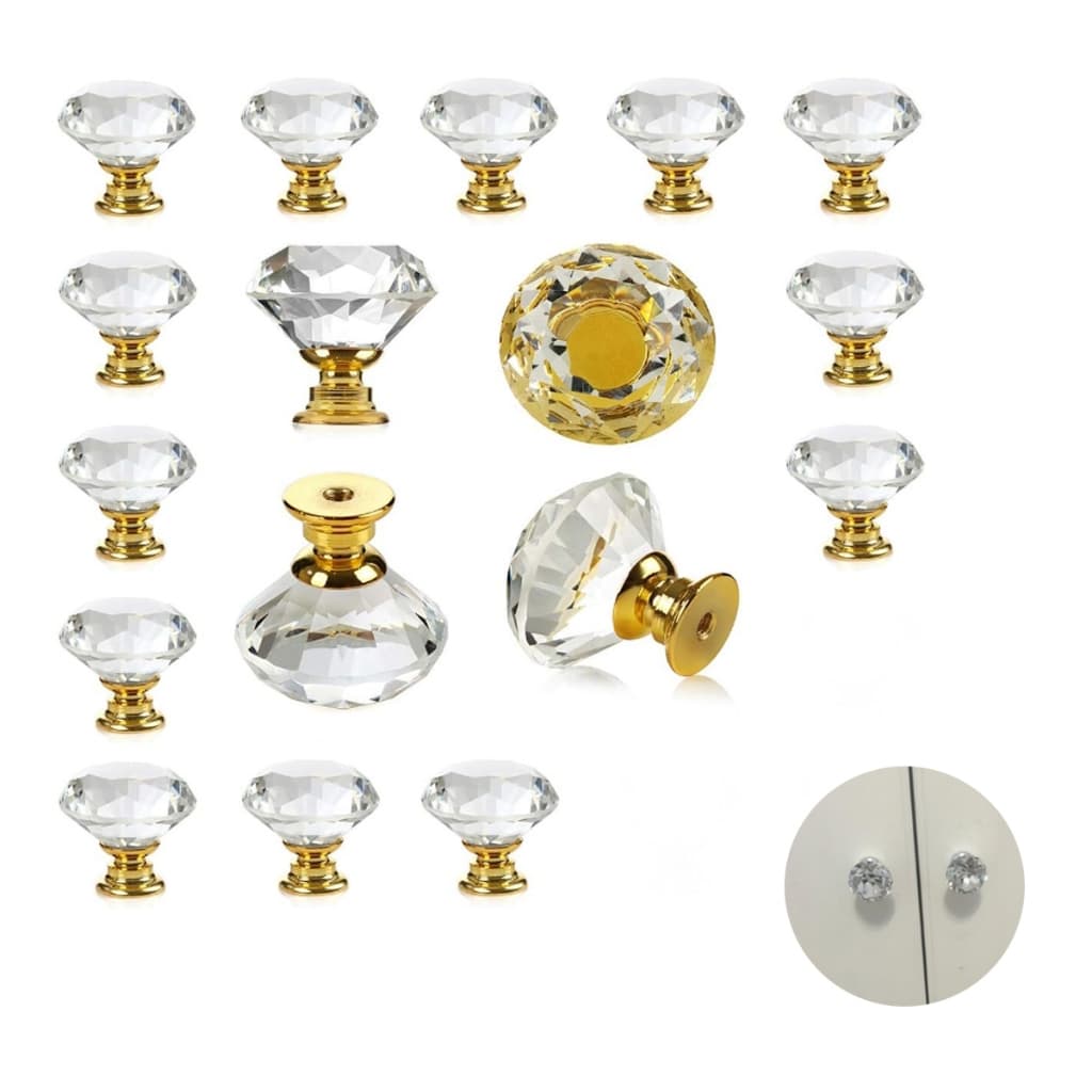 Kit 15 Puxadores Cristal Para Cômoda Porta E Armário