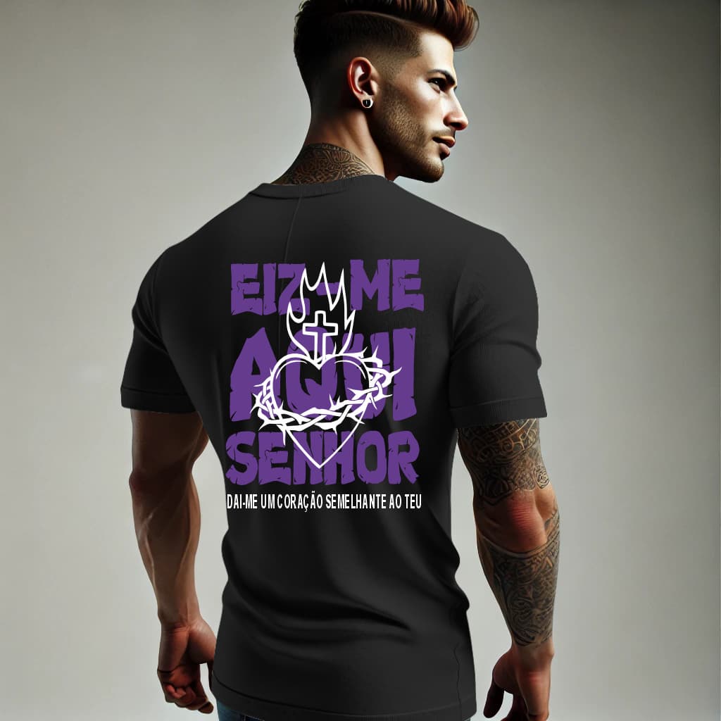 Camiseta Religiosa Jesus Eis Me Aqui Senhor Camisa Streetwear  ENVIO IMEDIATO Unissex Qualidade Algodão