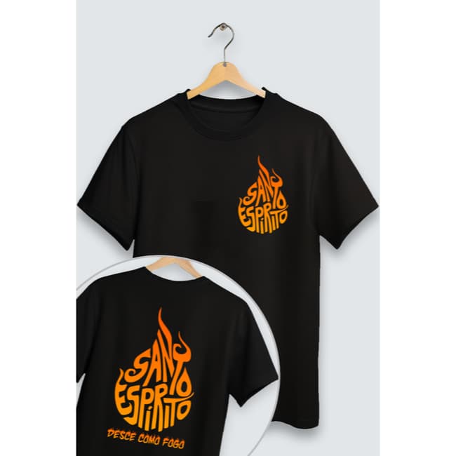 Camiseta Preta Infantil Gospel Jesus espirito santo do 4 ao 16 anos 100% algodão