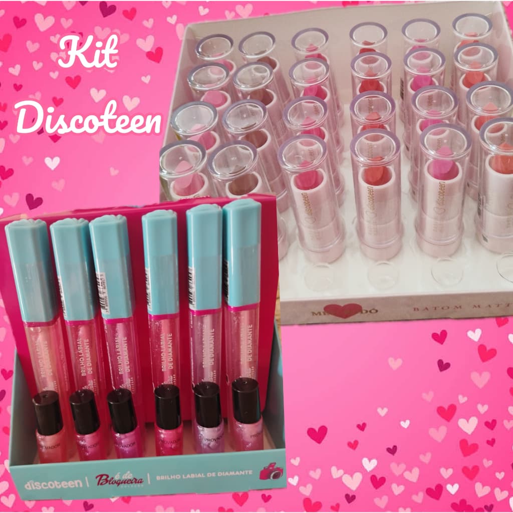 Kit Batom Matte Longa Duração + Brilho Diamante Maquiagem Teen Jovem Blogueira