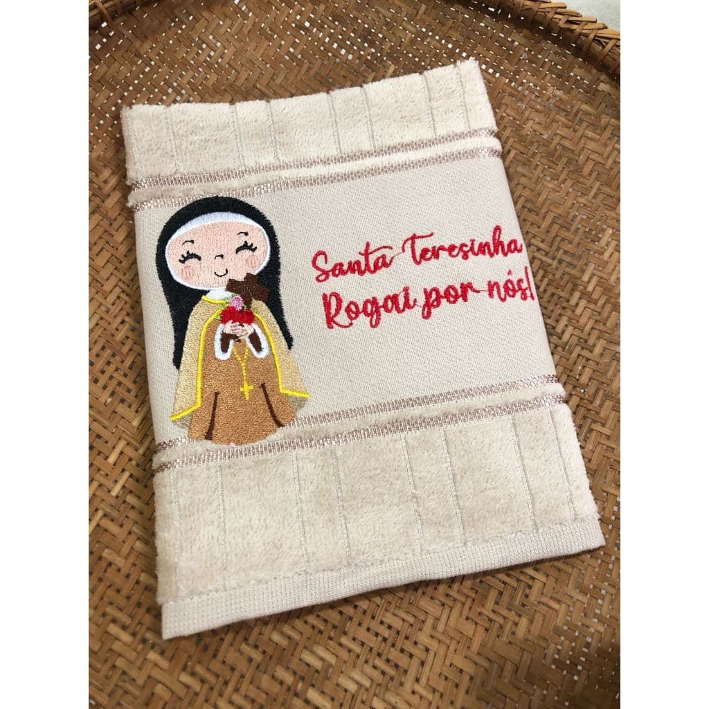 Toalha de lavabo Religiosa Santinhos Católicos Santa Teresinha Rogai por Nos