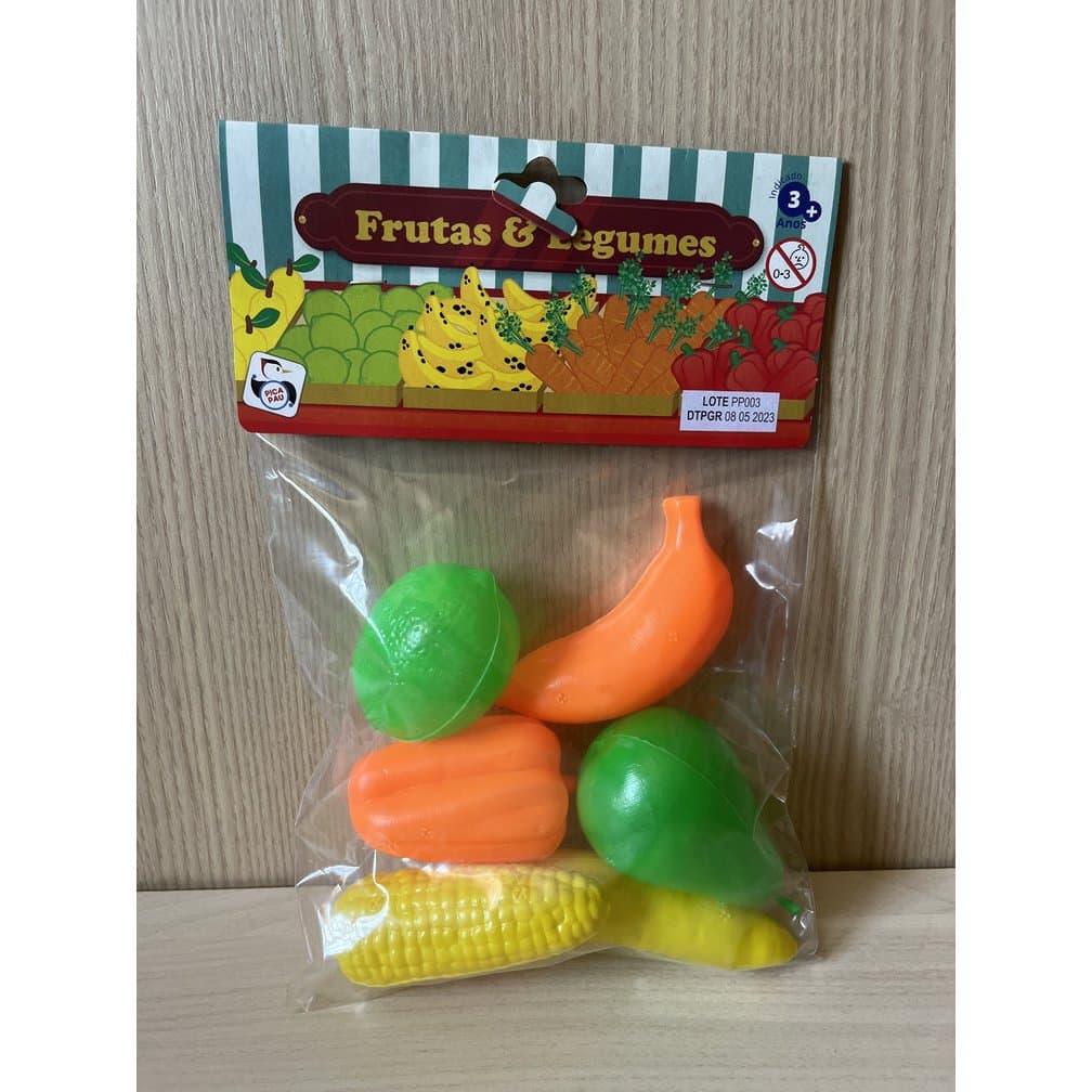 Kit de Frutas e Legumes de Brinquedo - 6 peças
