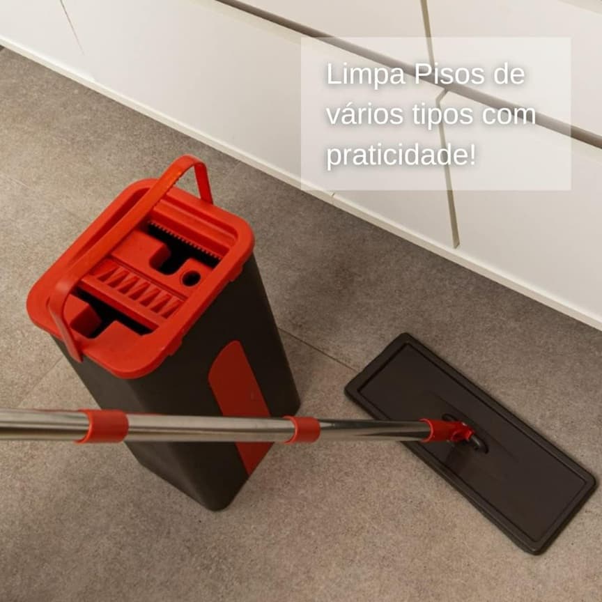 Flat Mop Rodo Lava e Seca com Balde Rodo Esfregão