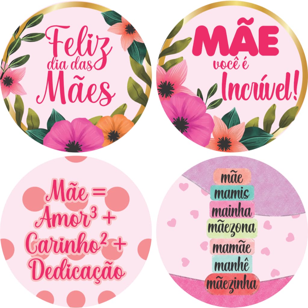 Etiqueta Adesiva Dia das Mães Redondos
