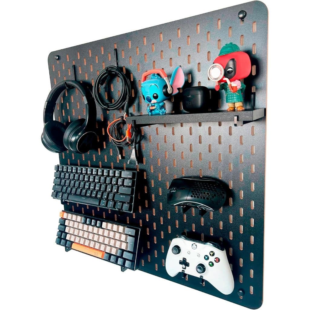 Pegboard Setup Gamer Premium Organizador Branco preto 59x59cm Fácil instalação office TAMANHO IDEAL