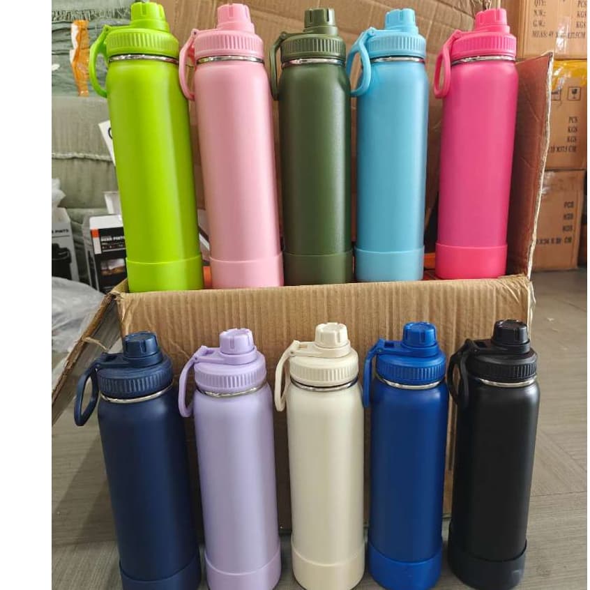 Garrafa térmica com capa protetora de silicone 1000ML Garrafa de água para adultos e crianças Volta às aulas