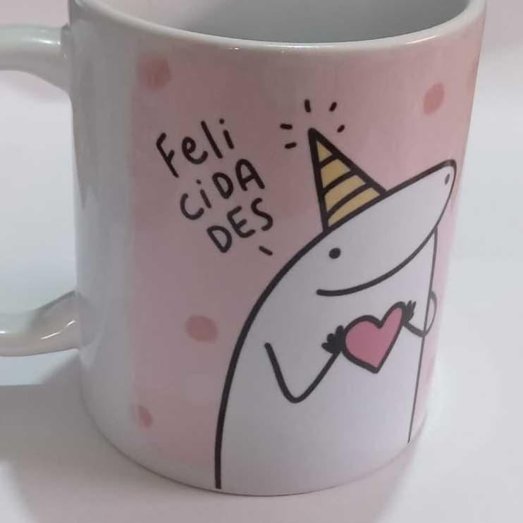 CANECA DE PORCELANA RAPI BIRDEI TIU IU, CANECA FLORK 325ML, CANECAS PERSONALIZADAS ANIVERSÁRIO