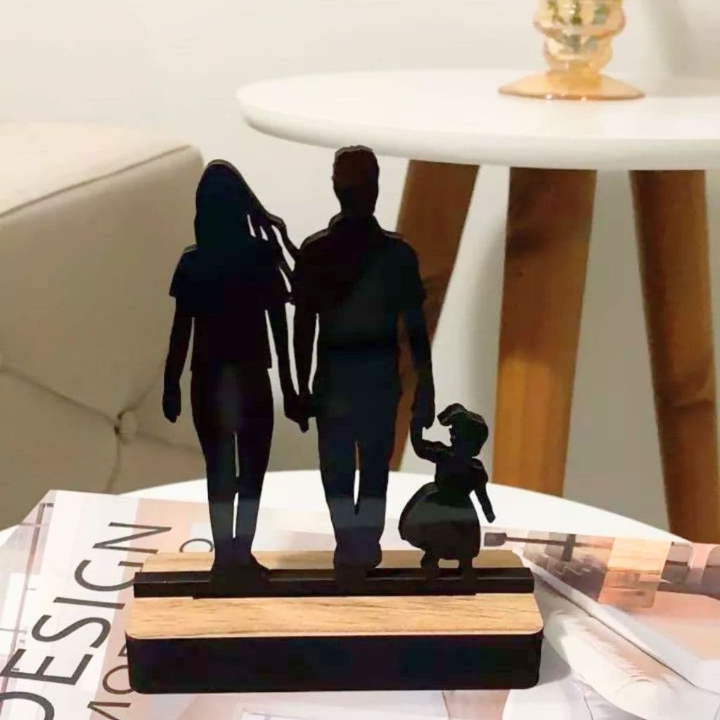 Decoração Sala Enfeite Familia Silhueta em MDF
