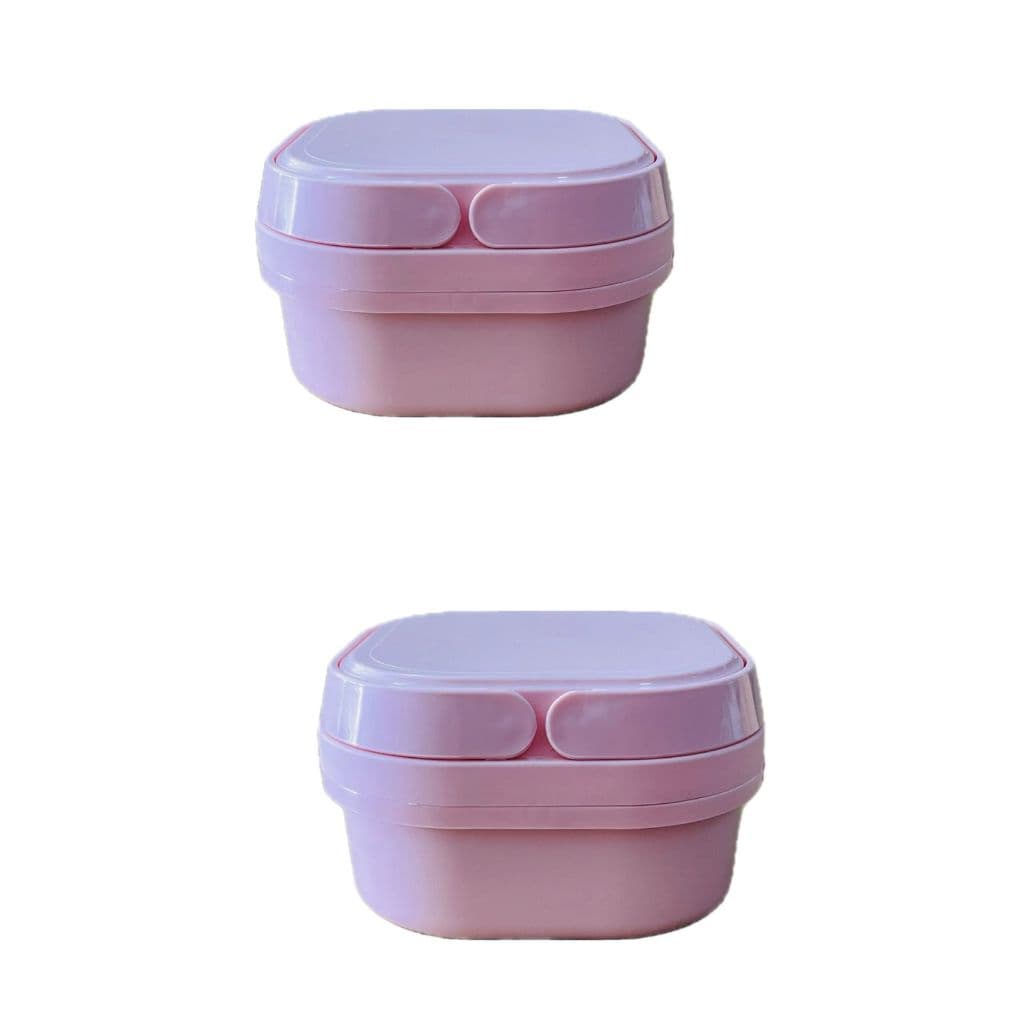KIT 2 MARMITA LANCHEIRA 2 DIVISÓRIAS FIT INFANTIL MICROONDAS ROSA