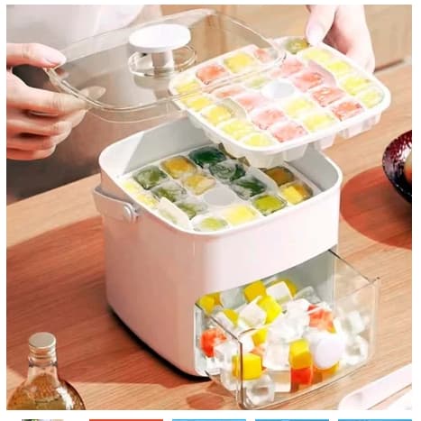 Forma Caixa de Gelo Dispenser De Gelo 48 Cubos Com Gaveta Botão Solta Gelo E Pegador