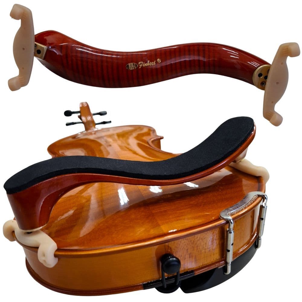 Espaleira Ombreira para Violino 3/4 e 4/4 Madeira Regulável Rajada Anatômica Super Confortável