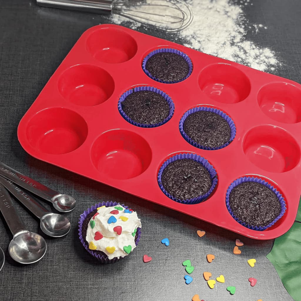 Forma de Silicone Cupcake 12 cavidades Petit Gateau Bolinho Bolo Molde de Silicone