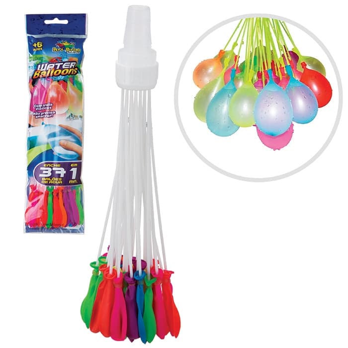 kit c 37 bexiga com conector enchedor de água guerra de balão brincadeira de verão gincana brinquedo
