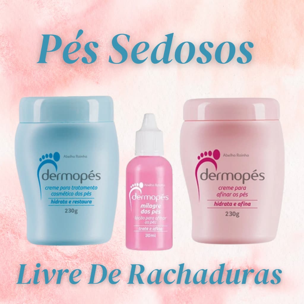 Dermopés Creme Para Tratamento Dos Pés Hidrata Restaura Previne Rachaduras Afina os Pés Spa Pés Ressecados Abelha Rainha
