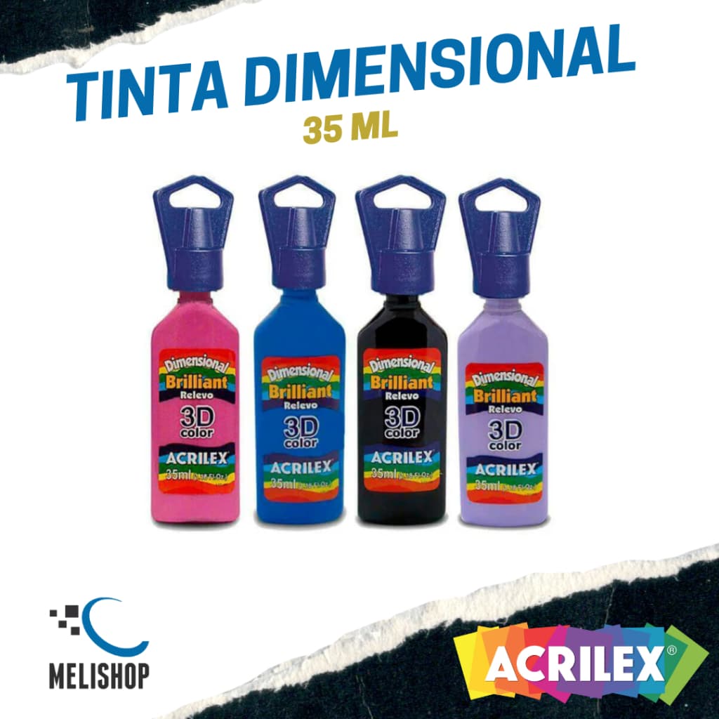 Tinta Dimensional 3D Brilhante Acrilex 35ml para Artesanato e Decoração
