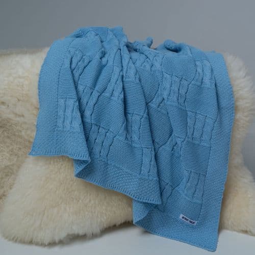 Manta BebêTricot Saída Maternidade Recém Nascido Lã Rosa Azul