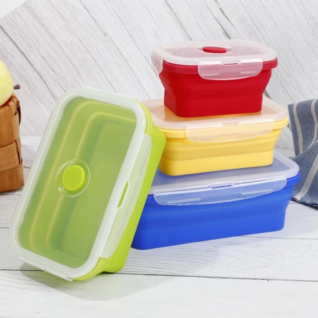 Pote de Marmita Retrátil Silicone Dobrável Com Tampa Flexível Recipiente Portátil