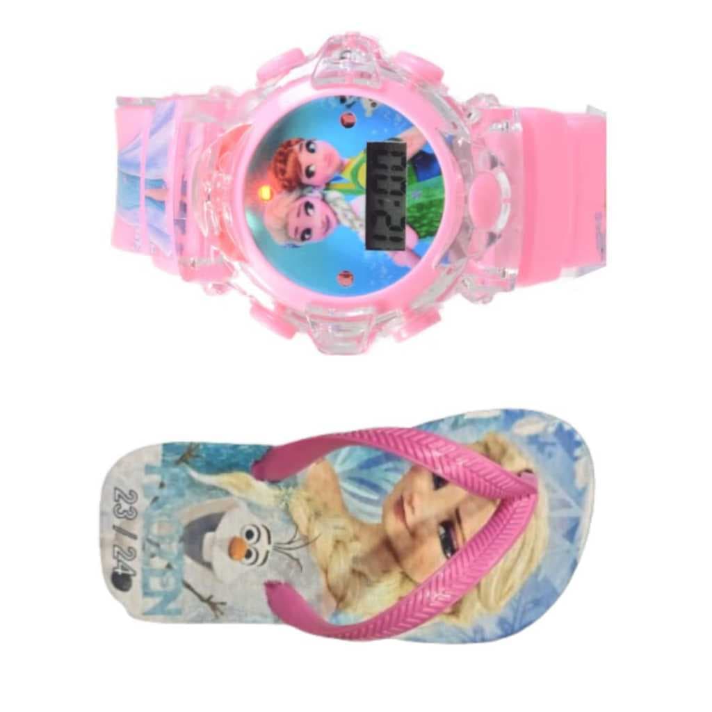Chinelo infantil mas relógio digital com led musical feminina , qualidade que sua filha precisa , kit 2 em 1 lancamento