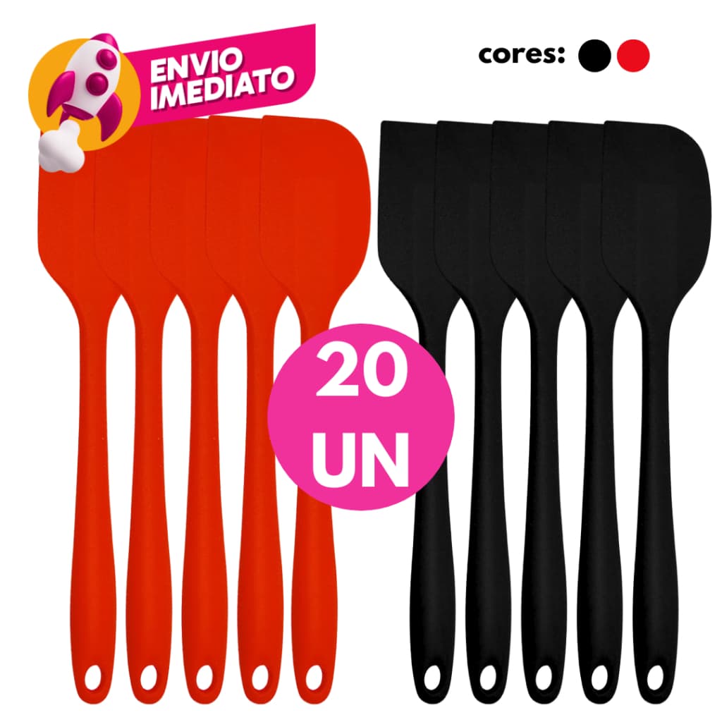 Kit 20 Espátula Pão Duro Silicone Utensílio Cozinha Raspadora Massas Bolos Confeitaria