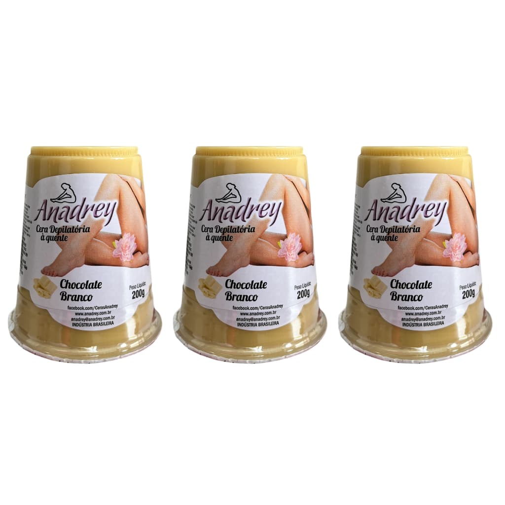 Kit c/ 3 Cera Anadrey Chocolate Branco 200g