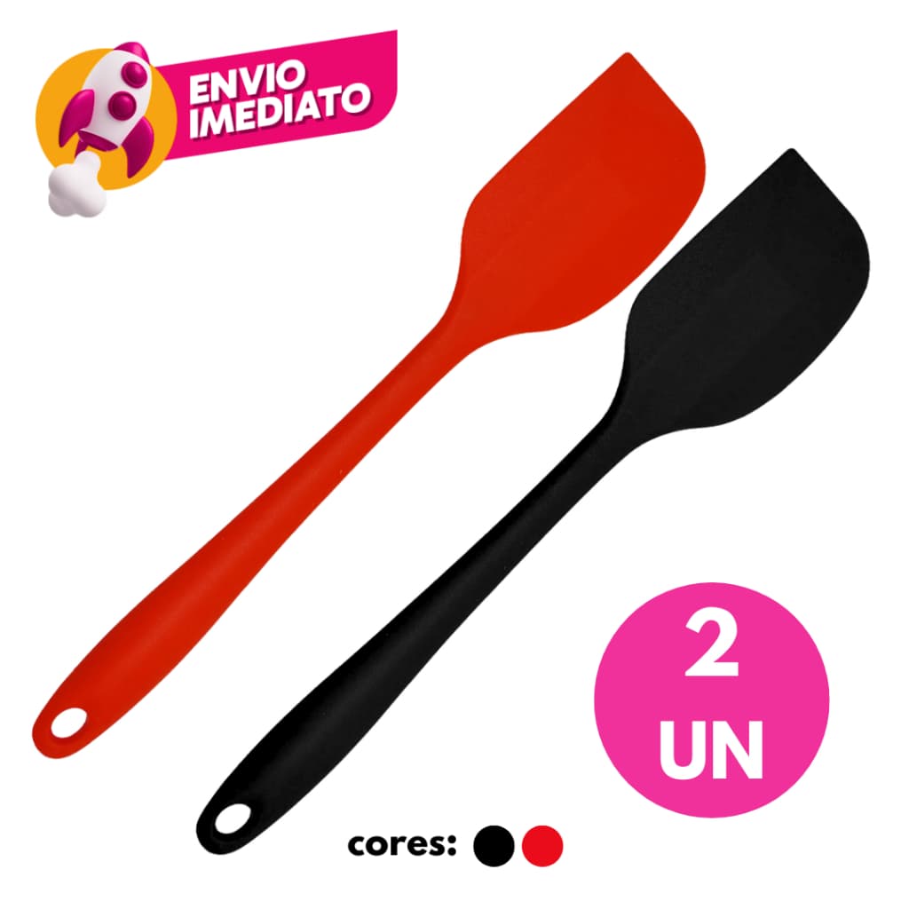Kit 02 Un. Espátula Pão Duro Silicone Utensílio Cozinha Raspadora Massas Bolos Confeitaria