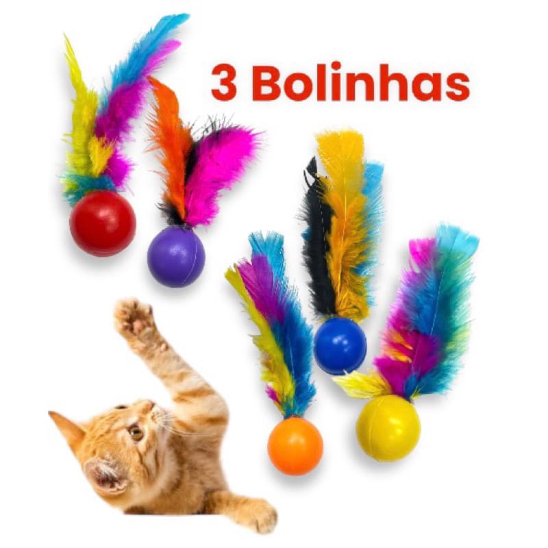 3 Bolinhas Ping Penas - Brinquedo - Pet - Bolinha Pula Gatos