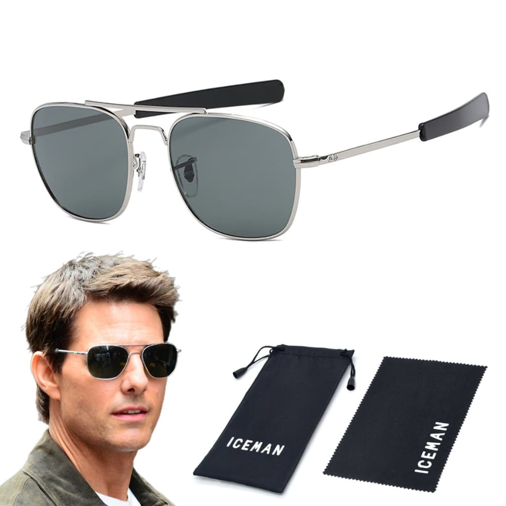 Óculos De Sol Masculino Armação Metal Piloto Avião Aviador Militar Quadrado Original Iceman 139