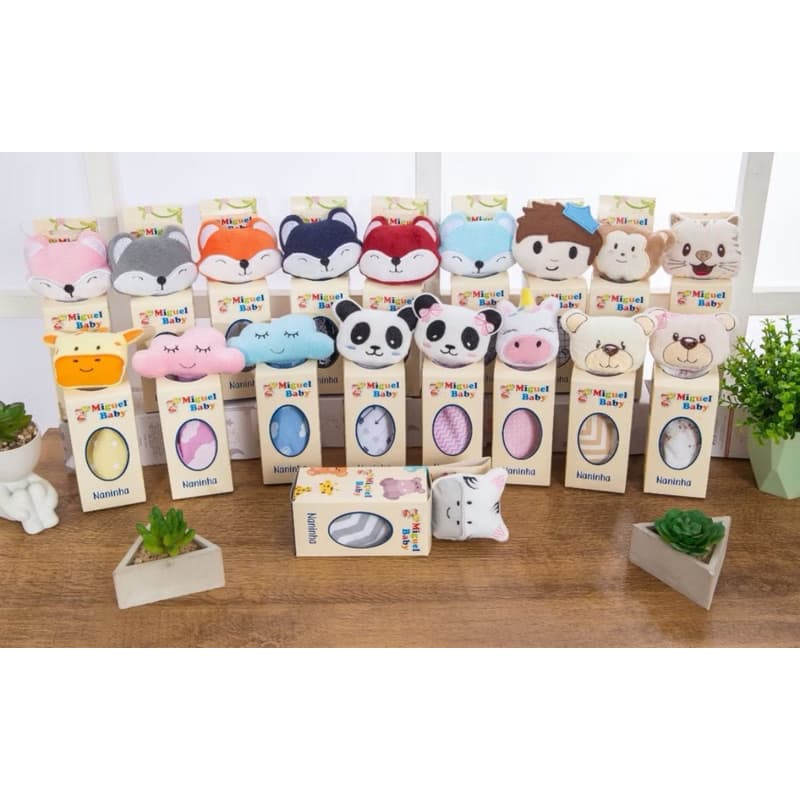 Kit revendas 10 Naninhas para Bebê com Prendedor de Chupeta Conforto Segurança e Carinho cheirinho bebê fofinhas clipes
