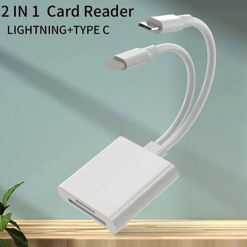 Adaptador Leitor de cartão 2 em 1 otg, tipo c para sd tf, iphone, Android