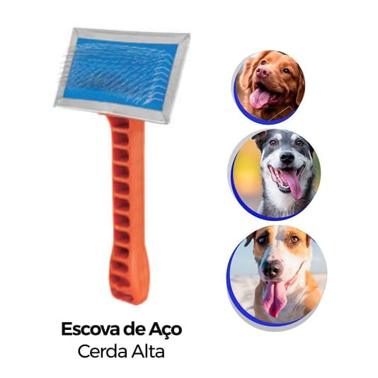 Rasqueadeira Fios de Aço Remove Pelos Escova Pet