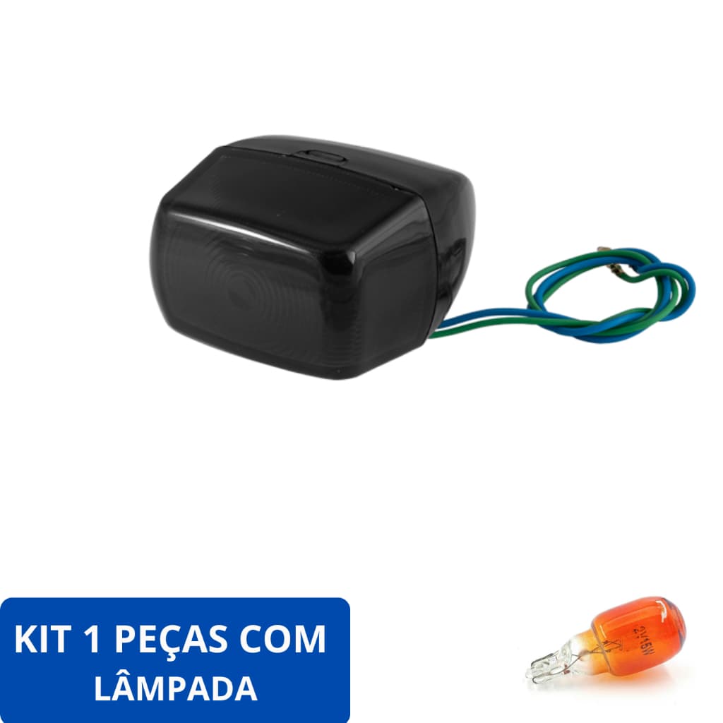 Pisca Seta POP 100/BROS 125/150 /XR200 125/TORNADO 250 Fumê Com Lâmpada - Disponível nas opções com 1, 2 ou 4 unidades