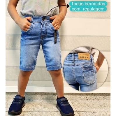 Bermudas Jeans Infantil Premium Com Regulagem e elastano ótima qualidade