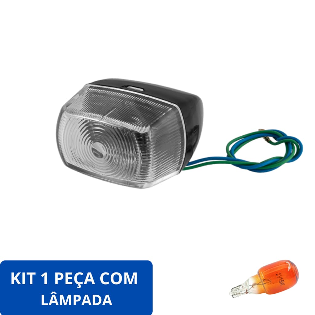 Pisca Seta POP 100/BROS 125/150 /XR200 125/TORNADO 250 Cristal Com Lâmpada - Disponível nas opções com 1, 2 ou 4 unidade