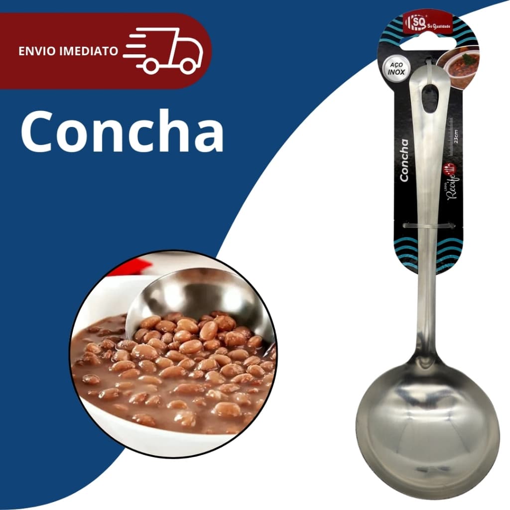 Concha Conchas Reforçado Aço Inox Com Cabo Grosso Para Cozinha Feijão Grosso Reforçado