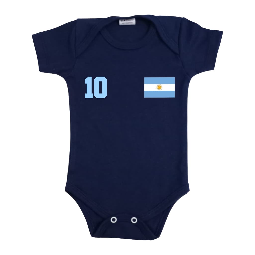 Body Infantil Bebê Futebol Argentina Personalizado com Nome e Número
