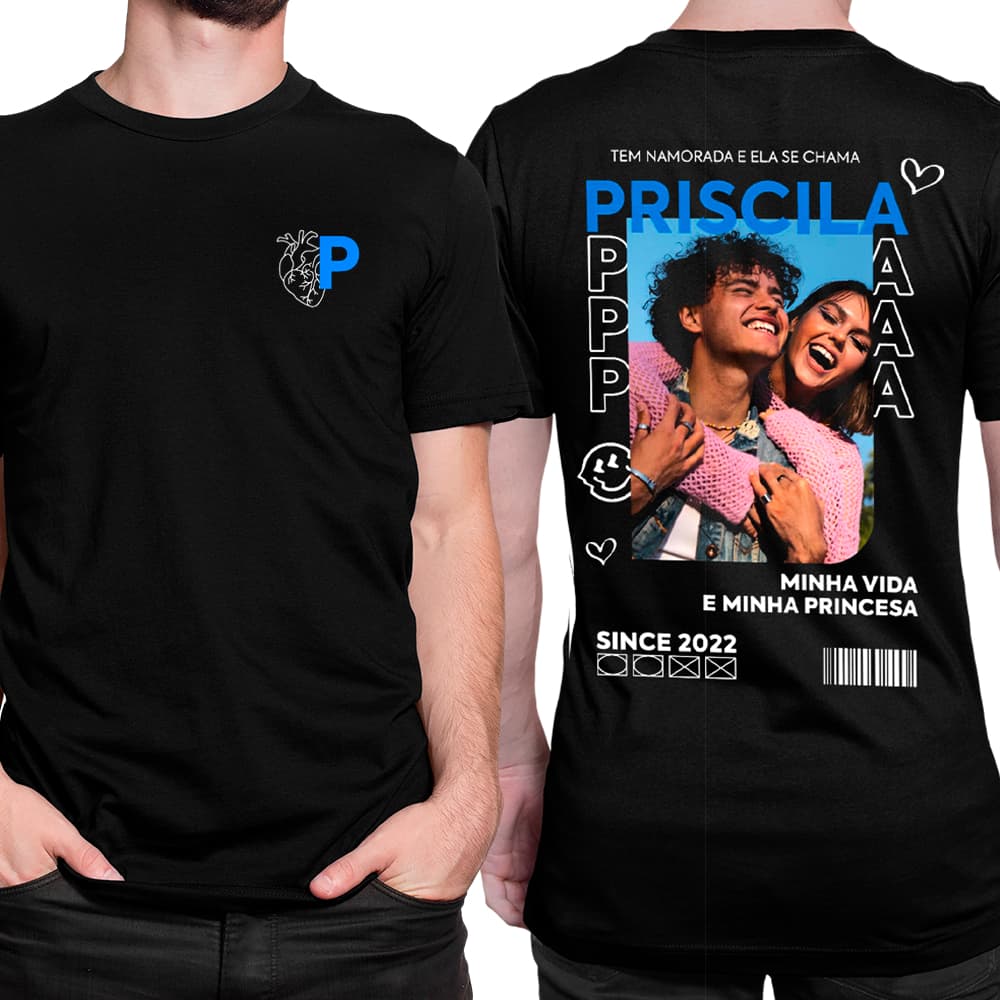 Camisa Personalizada 100% Algodão Camiseta Personalizada Com Seu Nome e Sua Foto