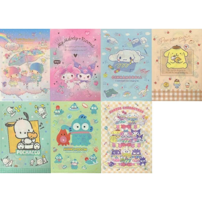 【Direct from Japan】Sanrio Plastic File Folders A5 Paper 2 Storage Ticket holders Stationery  (Little Twin Stars, My Melody & Kuromi, Cinnamoroll, Pom Pom Purin, Pochacco, Hangyodon, Sanrio Characters)