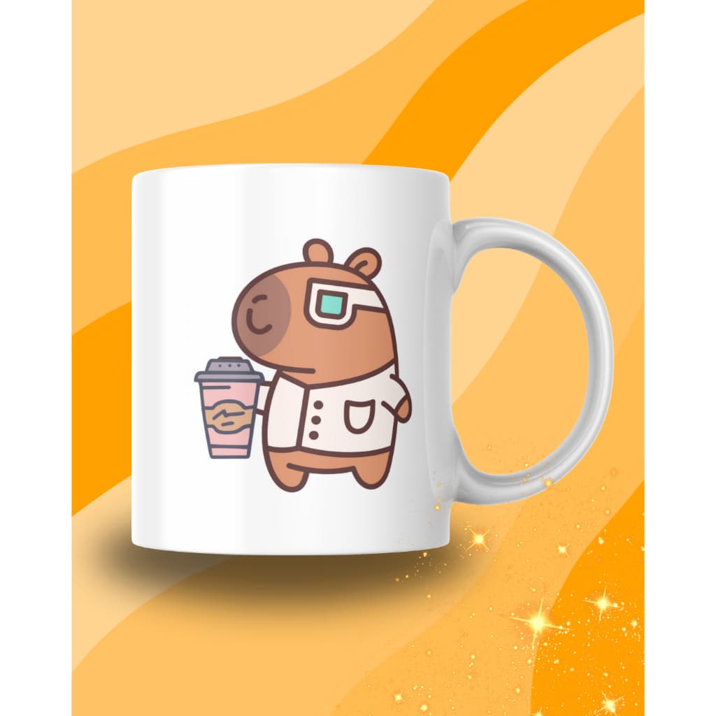 Caneca Capivara Cientista Formula Cafeína Capybara Caffeine Hora do Café