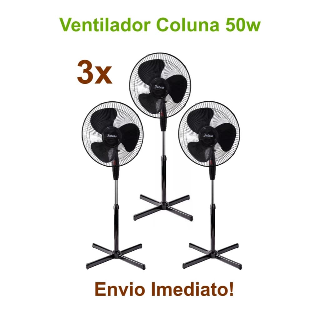 Ventilador Coluna Turbo Silencioso 50w 40Cm De Diâmetro 3 Pás 110V