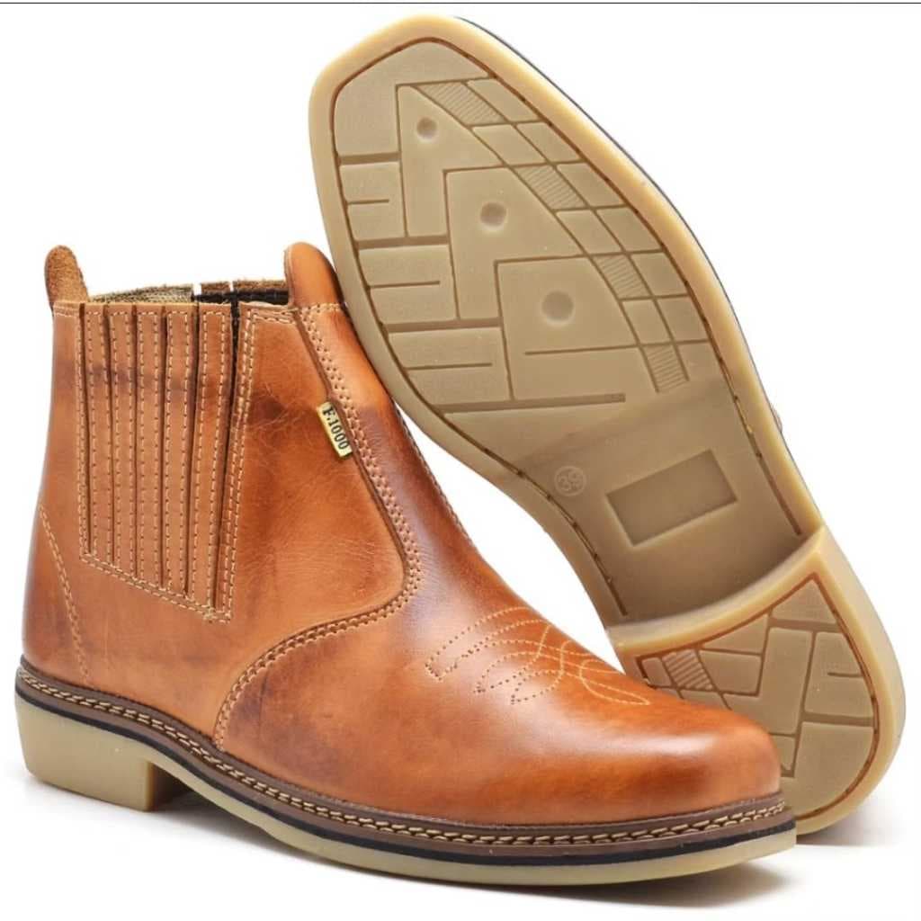 Bota Botina Masculina Couro Legítimo Bovino Pronta Entrega F1000