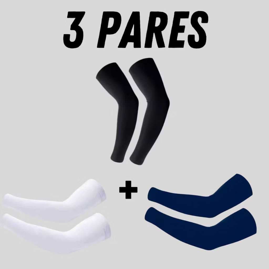 Kit 3 pares de Manguito Segunda Pele - Proteção Solar Manguito corrida volei