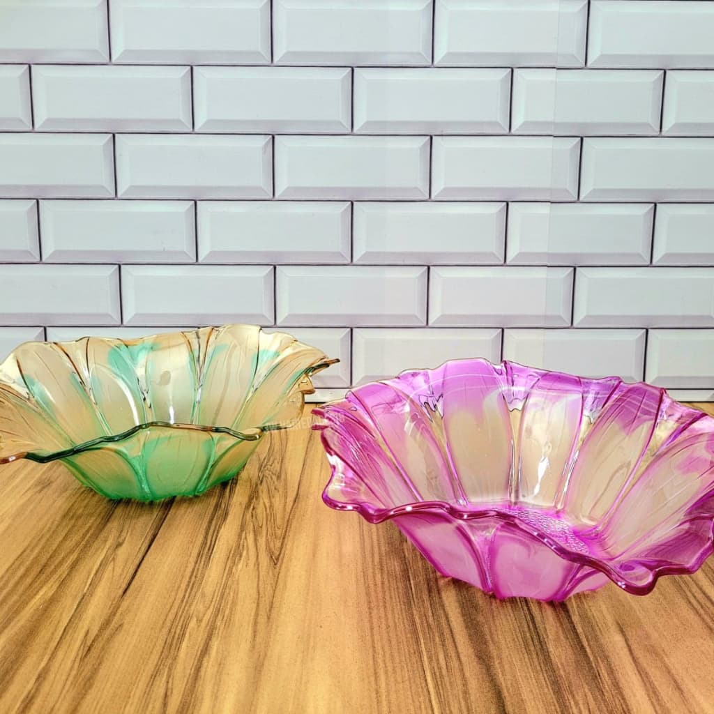 Fruteira Centro Mesa Flor Bicolor Translucido Frutas PS Cristal