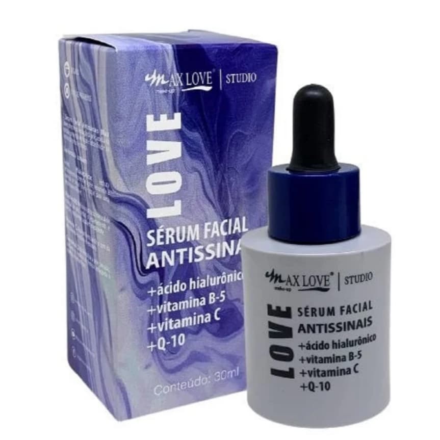 MAX LOVE SÉRUM FACIAL ANTISINAIS +ACIDO HIALURONICO+VITAMINA B-5+VITAMINA C +Q-10 C