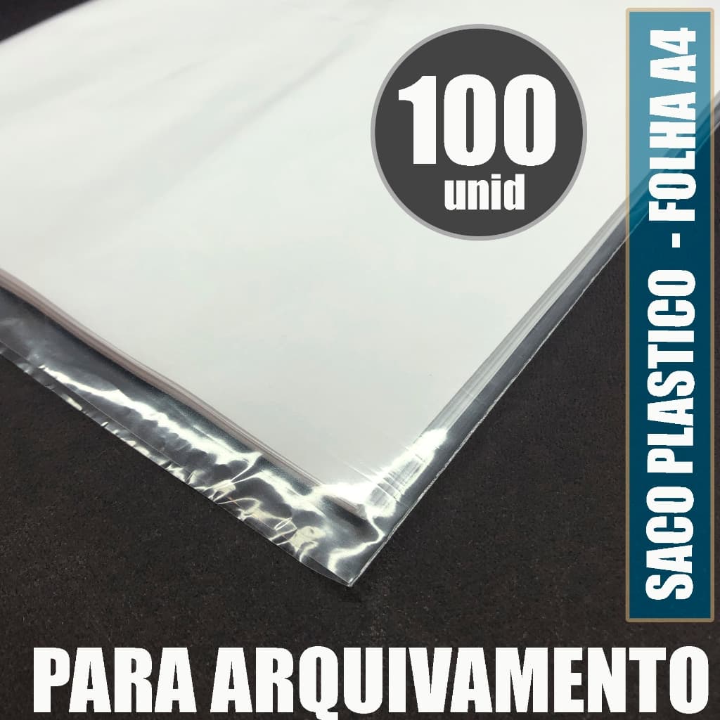 100 SACOS TRANSPARENTES PARA FOLHA A4 - ARQUIVOS, DOCUMENTOS. 22X32CM